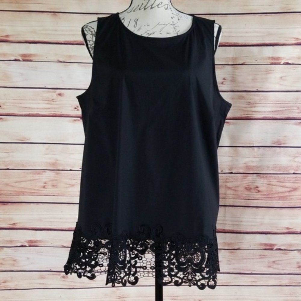 NWT Alfani Black crochet trim sleeveless blouse